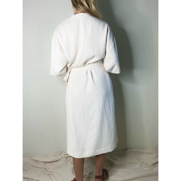 BABATON Ecru Ivory Crepe Wrap Midi Dress US LARGE - Picture 7 of 16